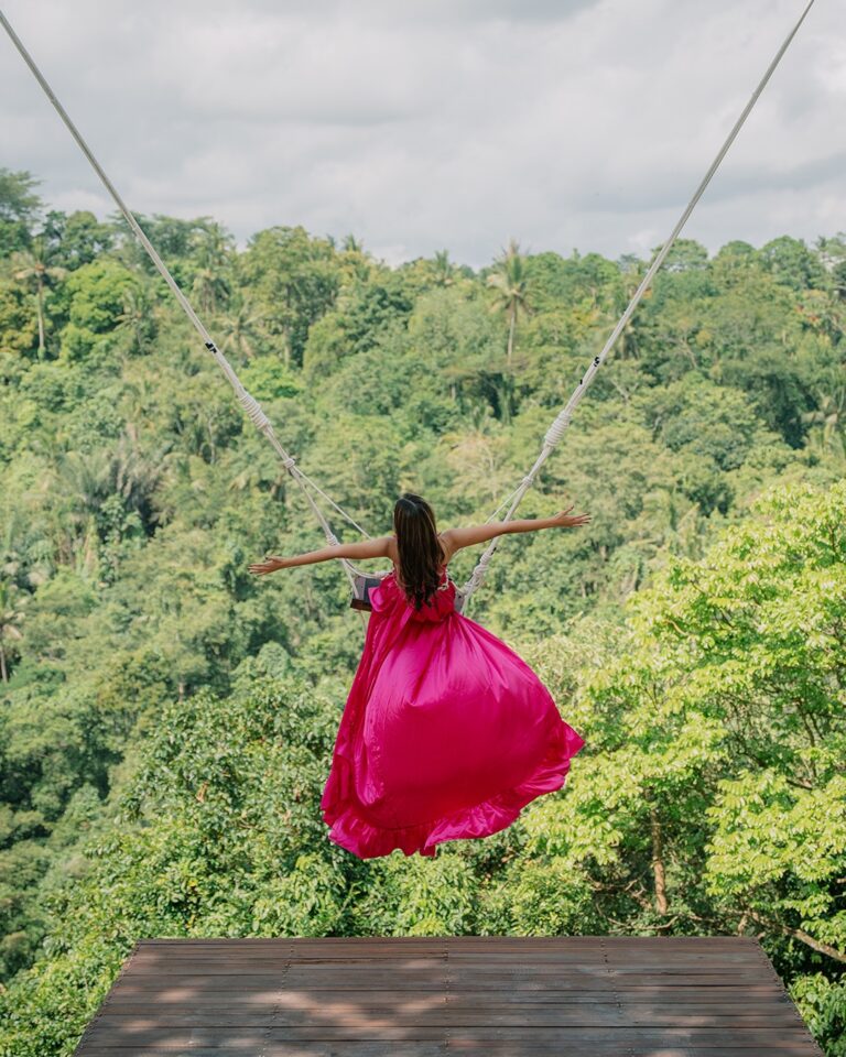 Iconic Bali jungle swing attraction surrounded by natural beauty