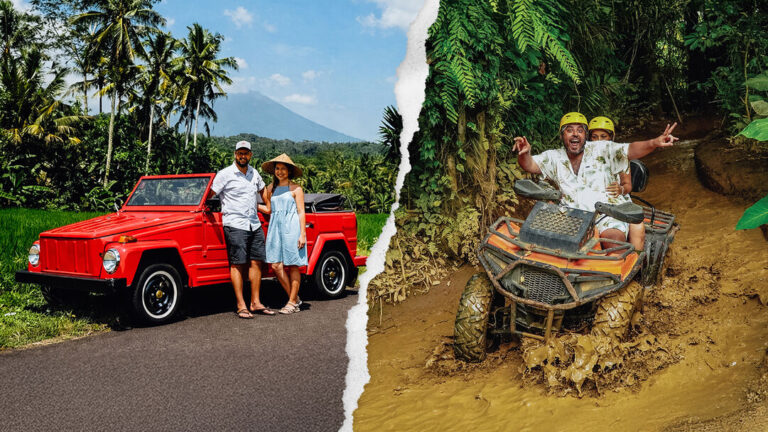 Pertiwi Adventure Bali VW tour and ATV ride combo package with classic Volkswagen safari adventure and thrilling quad bike experience in Bali