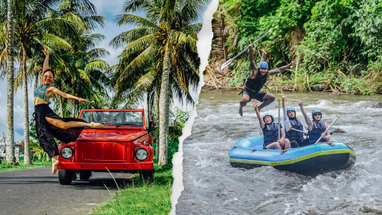 Pertiwi Adventure Bali VW tour and rafting combo package with classic Volkswagen safari adventure and exciting river rafting experience in Bali