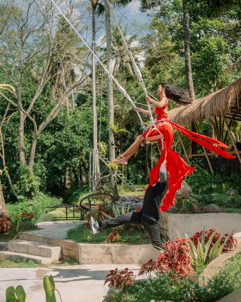 High jungle swing ride overlooking scenic forest and valley views