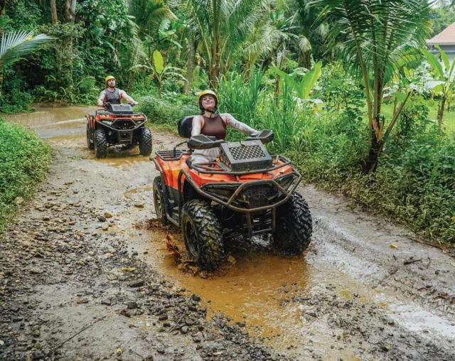 Into the jungle. Into the mud. Into the adventure. Our ATV Quad Bike takes you through wild jungle tracks and muddy terrain for a true off-road experience. If you’re looking for a must-try adventure in Bali, this is it.