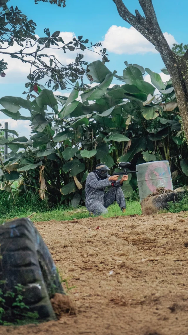 Step in. Pick your team. Make your move. Choose your strategy. Find your cover. Then let the game begin. In our tropical paintball arena, every corner becomes part of the game — trees, barriers, hidden spots, and plenty of room for your next move. Teamwork. Strategy. Friendly competition. And a whole lot of fun with your crew. Ready for game day? Get your instant quote and exclusive direct online offer on our website.