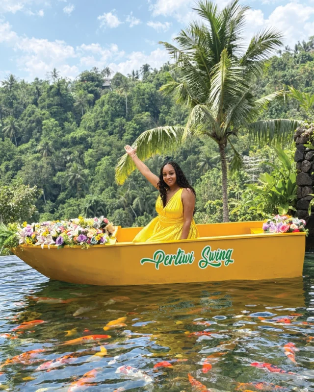 A quiet little escape, just outside Ubud. Koi Pond Boat. Woven Nest. Jungle Swing. Just three moments from a collection of unique photo spots and swing experiences surrounded by lush, peaceful nature. Cool breeze, green jungle, and beautiful views across the Ayung River Valley. Come for the photos. Stay for the peaceful Bali vibes. Get your instant quote and exclusive direct online offer on our website.